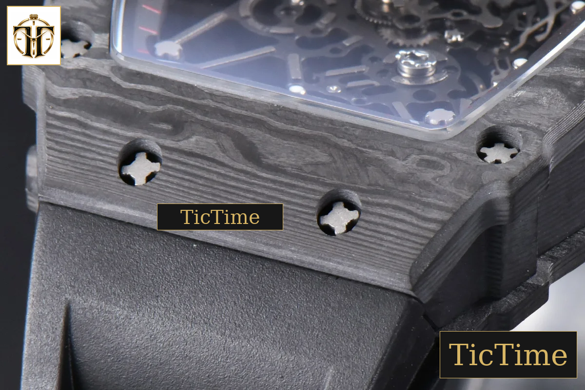 RM035-02 42mm T+F Black Forged Carbon Black Skeleton Dial Red Crown Black Rubber Strap RMUL2 — foto 12
