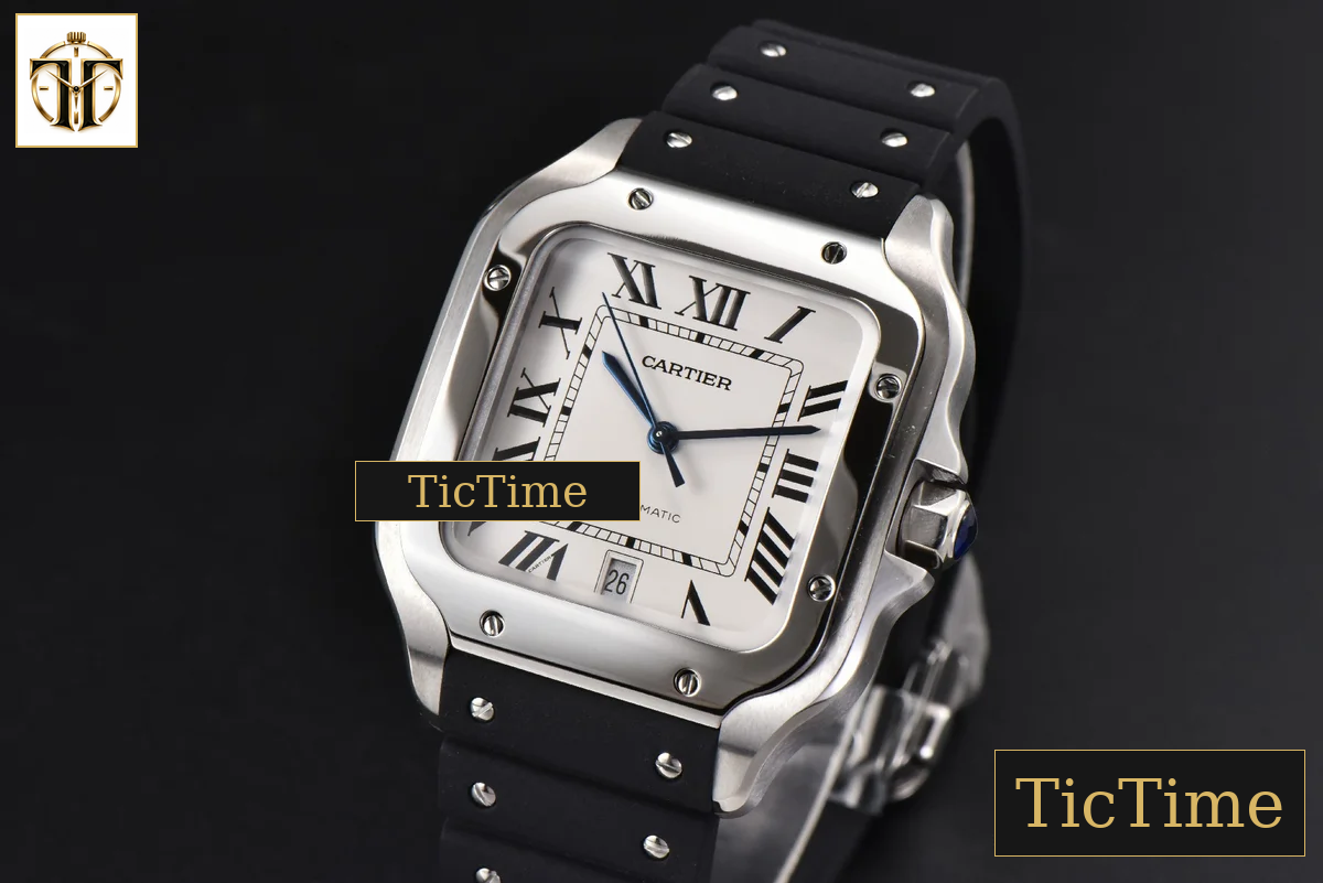 Santos Large 40mm GF White Dial Black Rubber Strap Miyota 9015 — foto 4