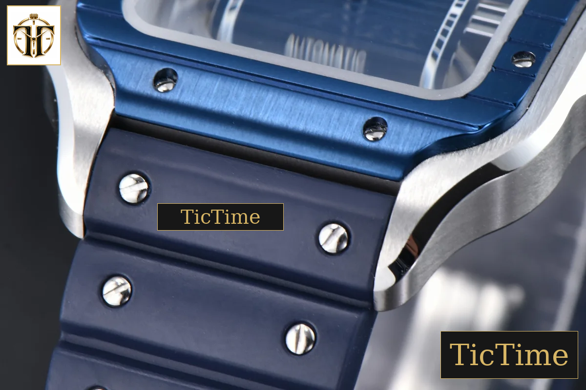 Santos de Cartier XL 40mm AF SS Blue Dial Blue Bezel Blue Rubber Strap Miyota 9015 — foto 8