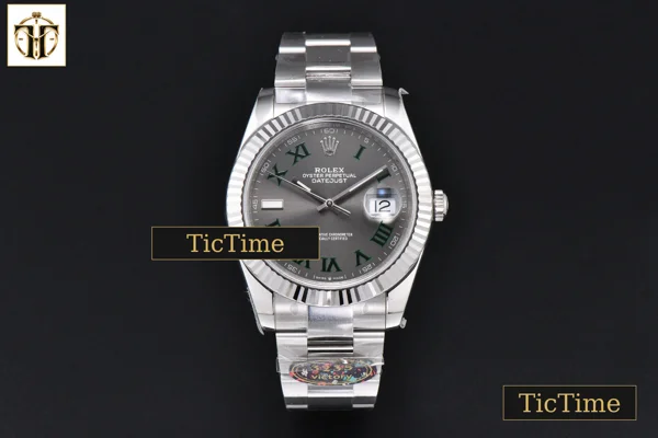 Foto frontal — DateJust Wimbledon 126334 41mm VF Gray Dial Green Roma Marker Oyster Bracelet DD3235