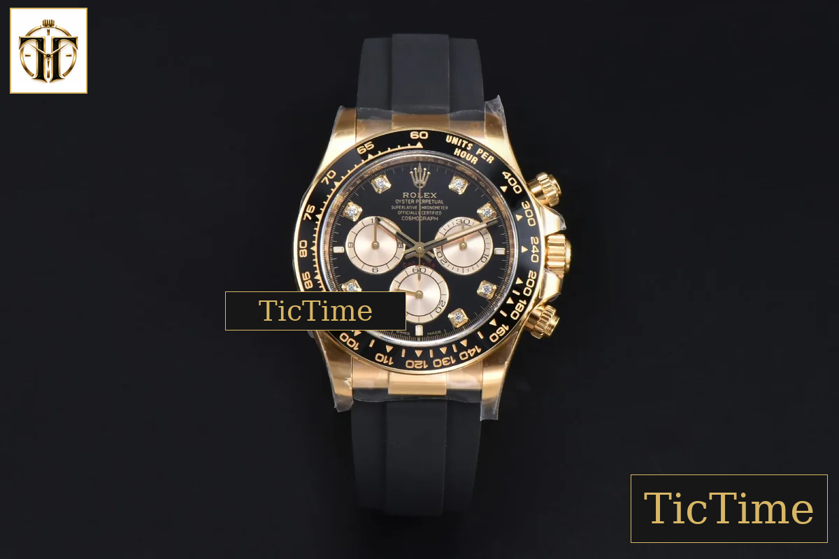 Daytona 126518 40mm Clean Factory YG Black Dial YG Subdial Diamond Marker Oysterflex Strap DD4131 — foto 2