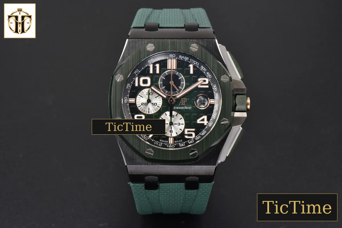 Royal Oak Offshore 26405 44mm RSF Green Dial Silver Subdial Green Rubber Strap A3126 — foto 3