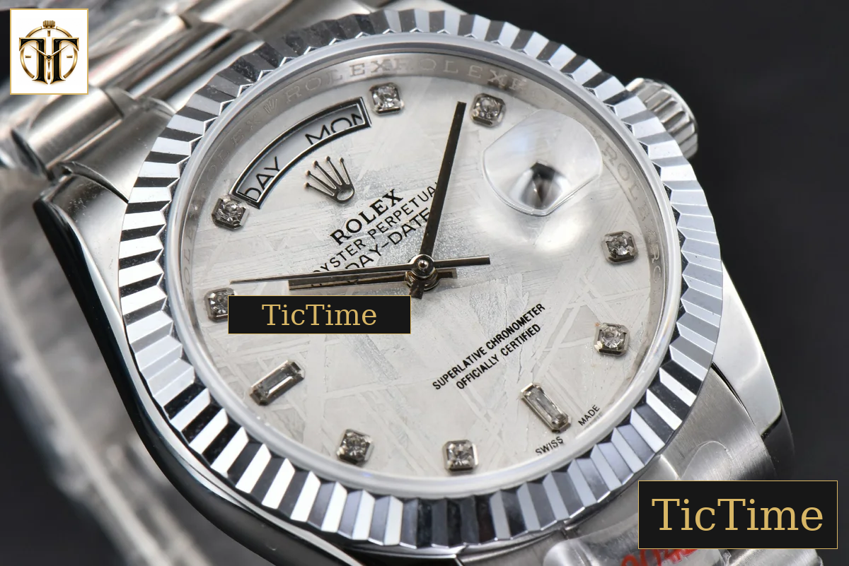 DayDate 36mm GMF SS Meteorite Dial Diamond Marker SS Bracelet A3235 — foto 14