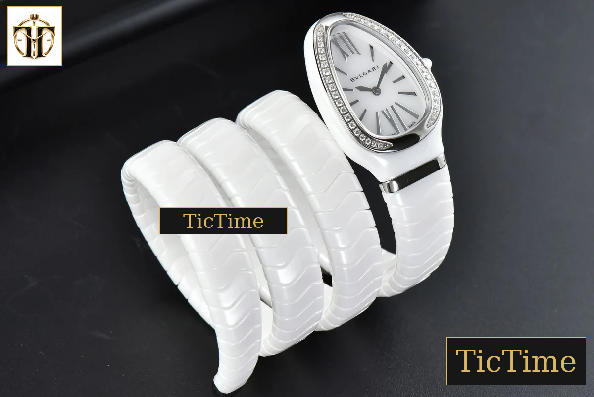Serpenti Spiga 35mm BVF SS Polycyclic White Ceramic White Dial Diamond Bezel Quartz — foto 10