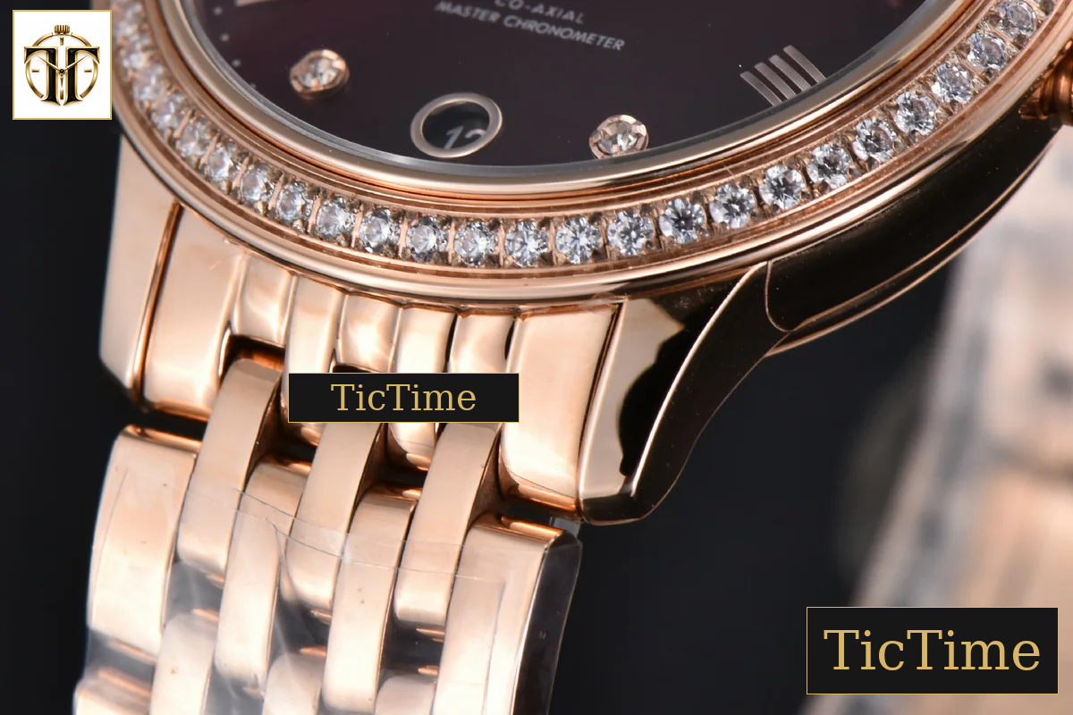 De Ville Ladies Prestige 34mm VSF White Diamond Bezel Purple Dial Diamond Roman Marker RG Bracelet A8800 — foto 9