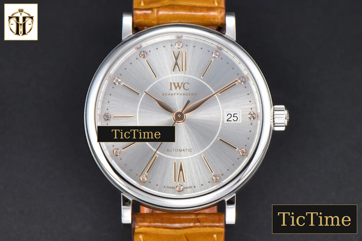 Portofino 37mm V7F Gray Dial YG Marker Brown Leather Strap A2892 — foto 2