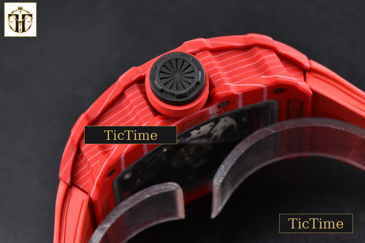 NTPT RM035-02 ZF Red Bezel Black Skeleton Dial Red Crown Red Rubber Strap V7 RMAL1 — foto 16
