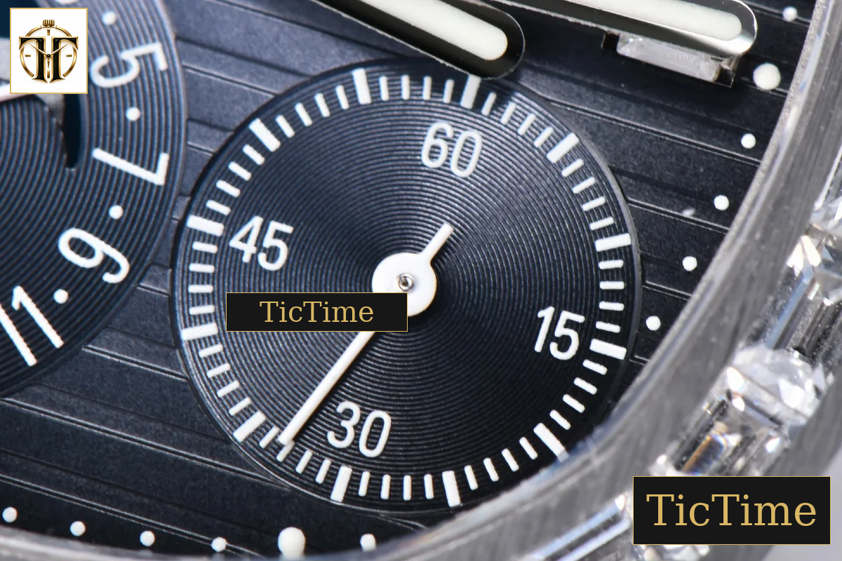 Nautilus 5712 40mm PPF Gray Diamond Bezel Blue Dial Diamond Marker Moonphase Black Leather Strap V3 A240 — foto 9