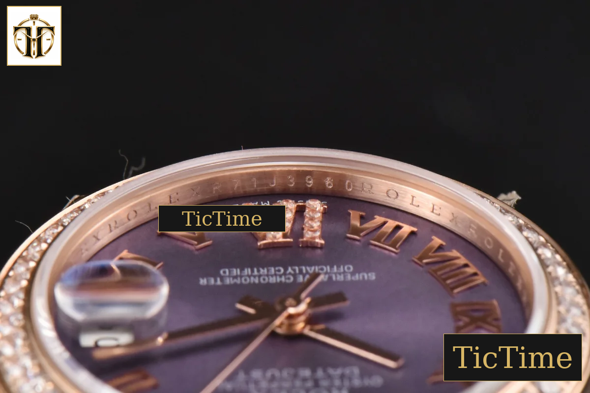 DateJust Ladies 904L 31mm WF RG Diamond Purple Dial Diamond Roma Marker Oyster Bracelet A2671 — foto 14