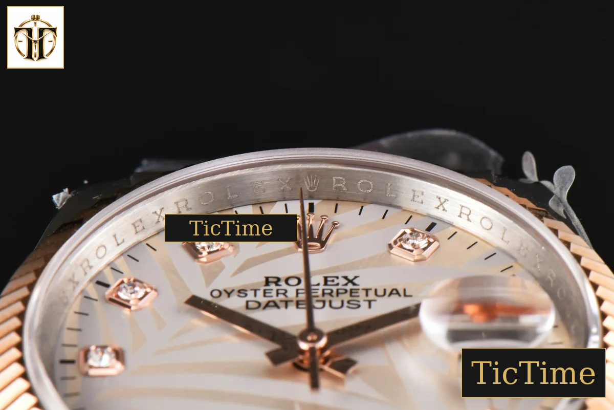 DateJust 36mm BPF RG/SS Fluted Silver Plam Dial Diamond Marker Jubilee Bracelet 2824 — foto 13