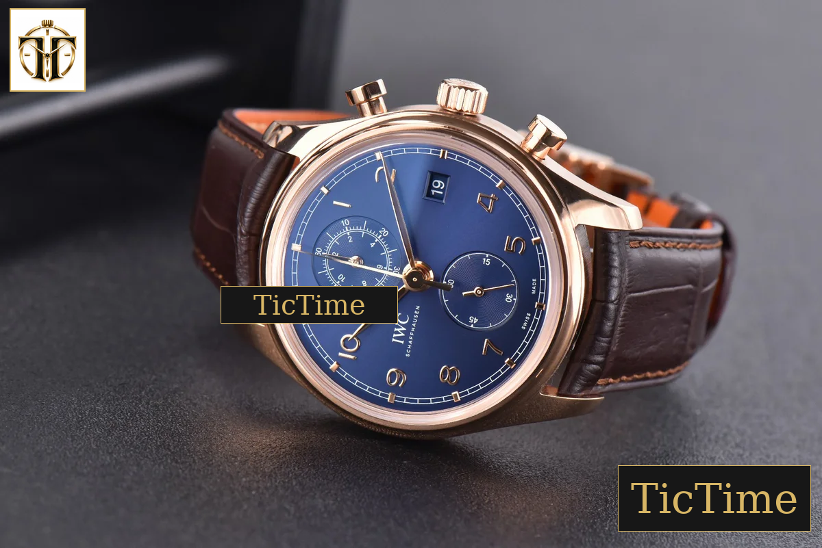Portuguese Chrono IW390305 42mm ZF Blue Dial Brown Leather Strap A7750 — foto 12