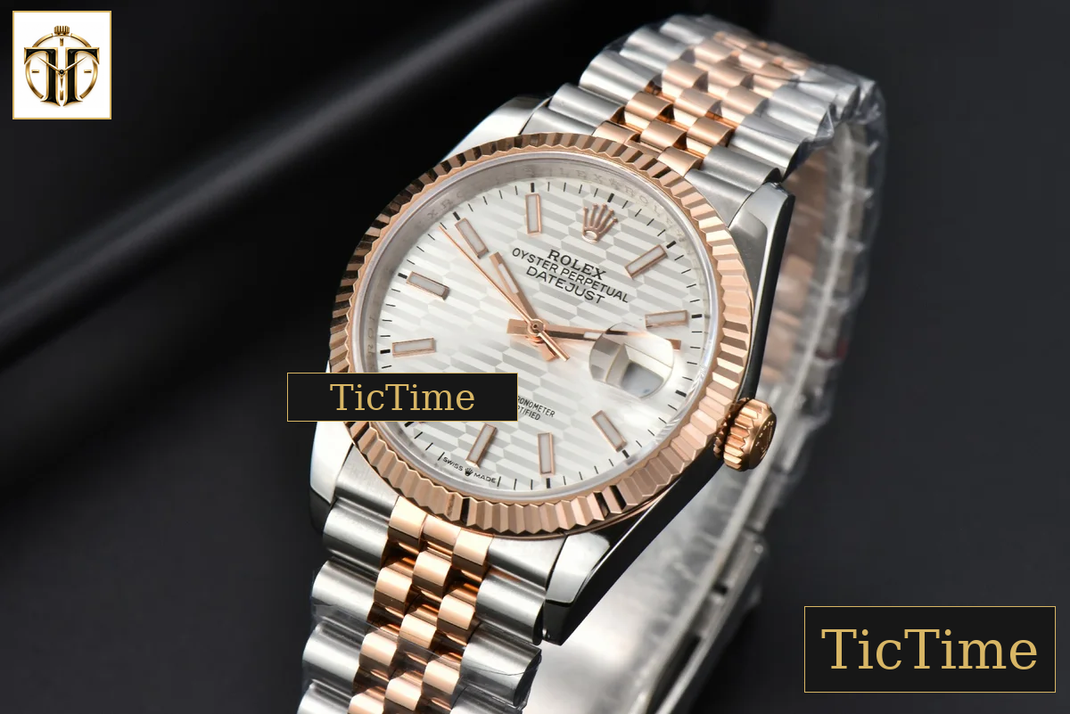 DateJust 36mm BPF RG/SS Fluted Bezel Silver Motif Dial Jubilee Bracelet A2824 — foto 4