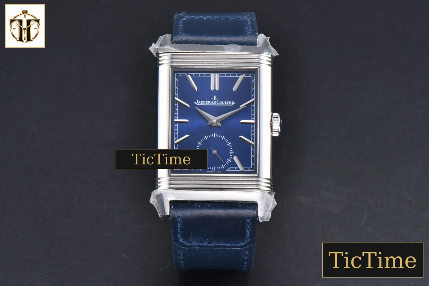 Vista frontal — Master Reverso Tribute Small Seconds 30x47mm MGF Blue Dial Blue Leather Strap A854A