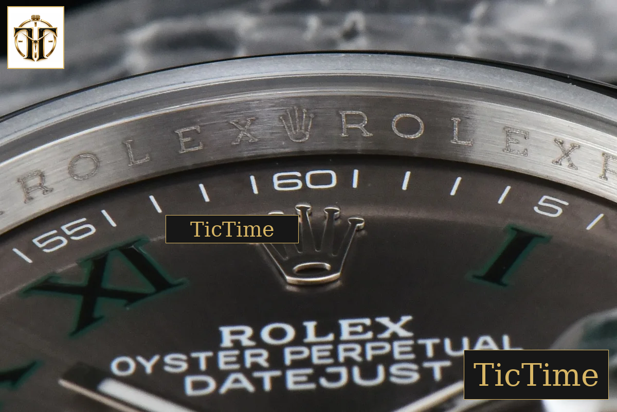 DateJust Smooth Bezel Wimbledon 36mm BPF Gray Dial Green Roma Marker Jubilee Bracelet A2824 — foto 13