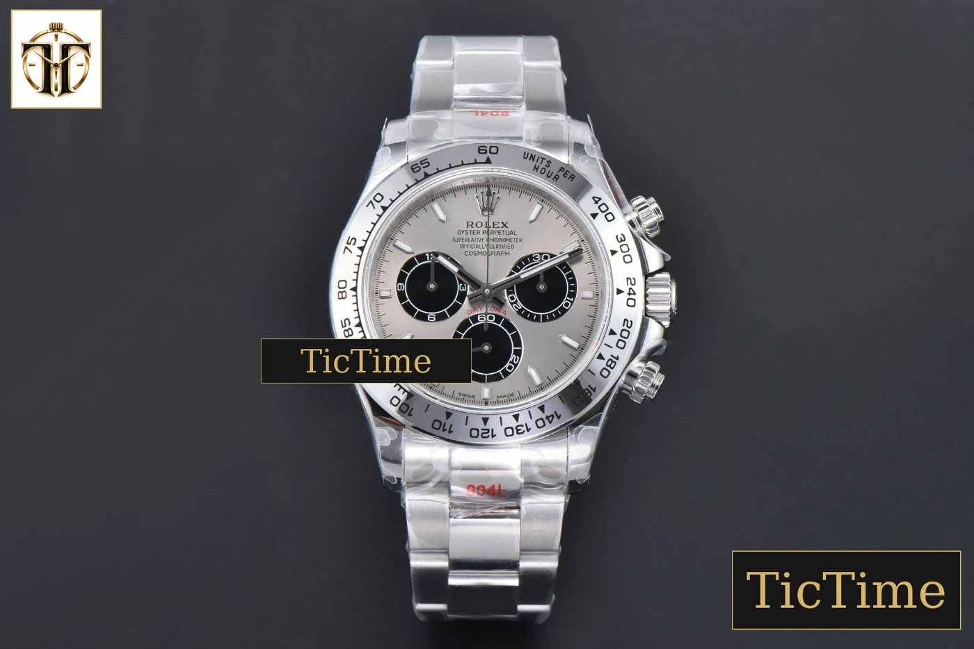 Vista frontal — Daytona 904L 126509 40mm BPF SS Grey Dial Black Subdial SS Bracelet SH4131