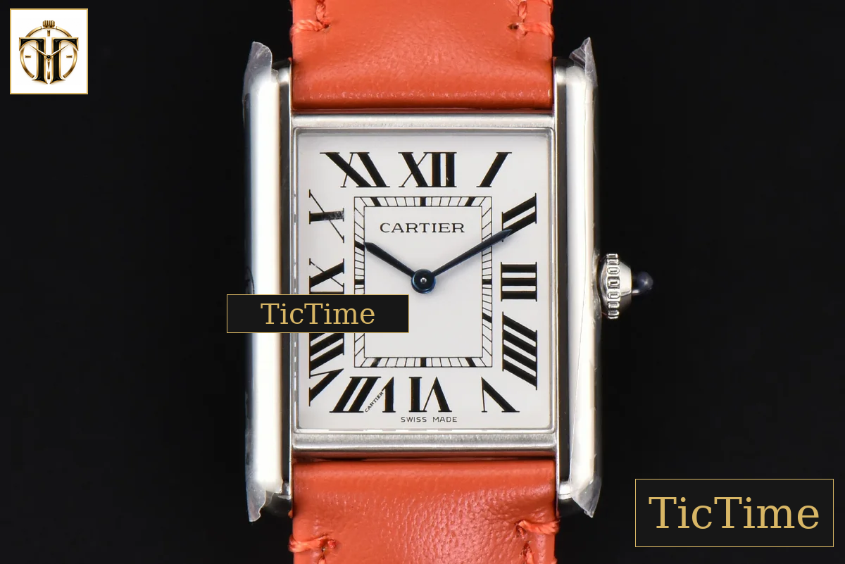 Tank Must Large 33.7×25.5mm K11F White Dial Orange Smooth Calf Strap Quartz — foto 2