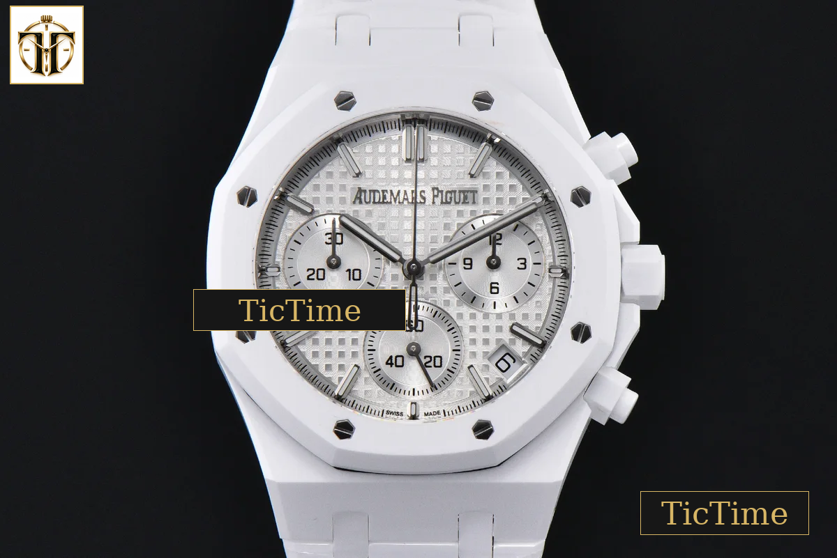 Royal Oak Chronograph 26240 41mm APSF Ceramic Sliver Checkered Dial Sliver Subdial Ceramic Bracelet V2 SH4401 — foto 3