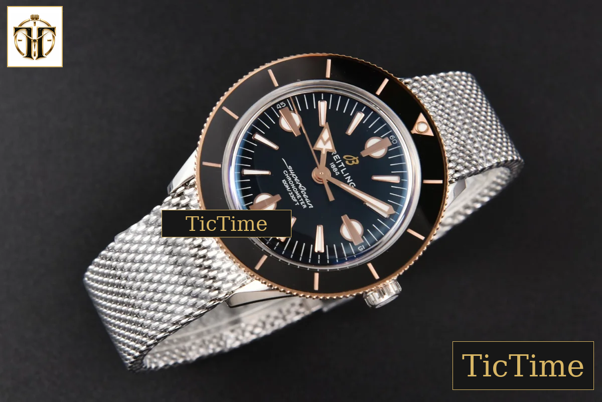 SuperOcean Heritage 42mm GF RG/SS Black Ceramic Black Dial Mesh Bracelet A2824 — foto 13