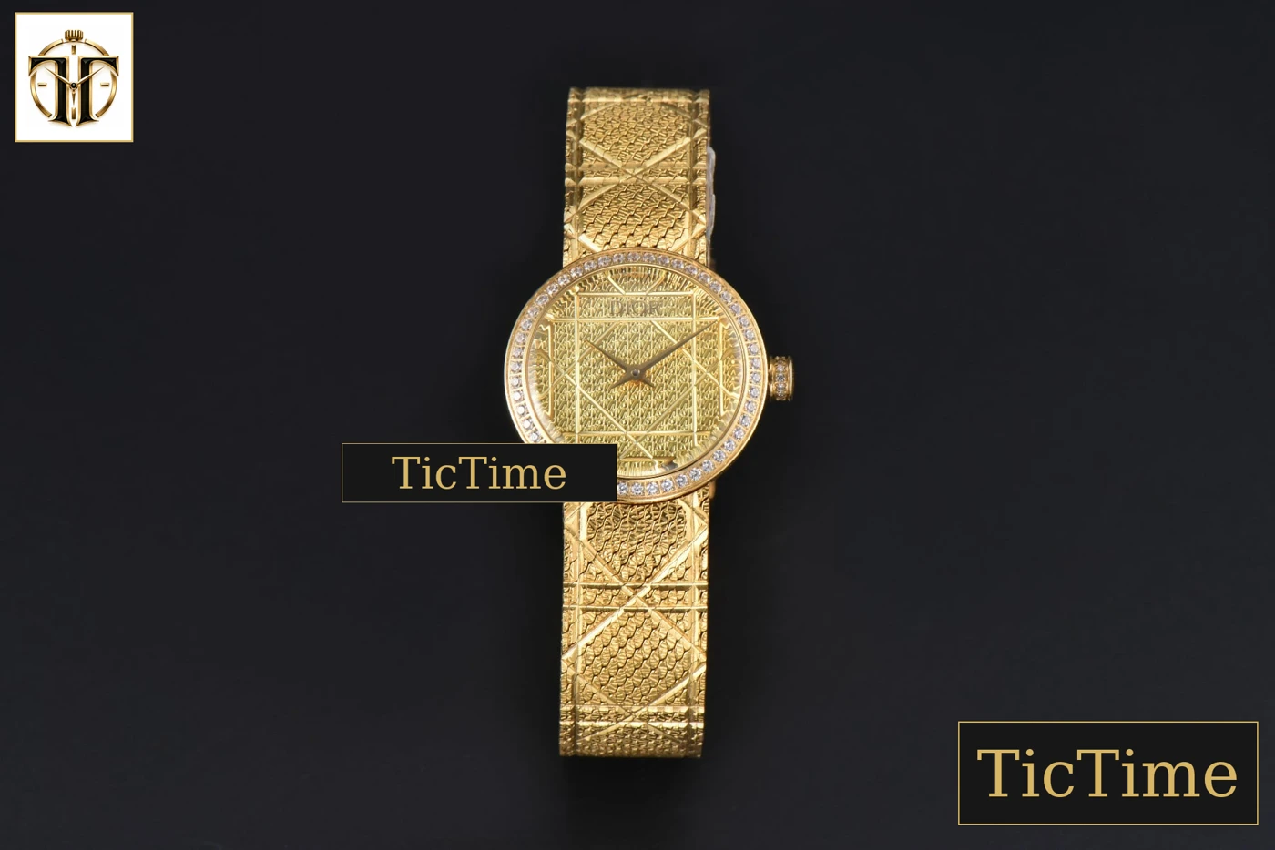 Vista frontal — La D My Dior 25mm K11F Diamond Gold Dial Quartz
