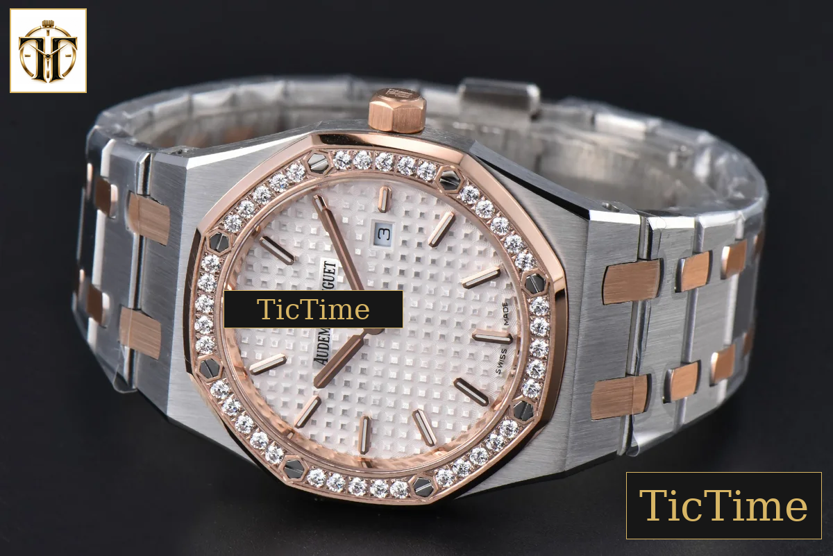Royal Oak Ladies 67651SR 33mm ZF RG/SS Diamond White Dial RG/SS Bracelet Quartz — foto 13