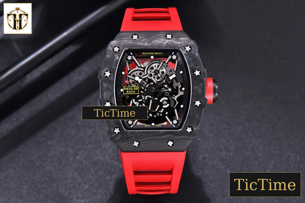 RM035-02 KVF Skeleton Dial Red Red Rubber Strap V3 Miyota8215 — foto 3