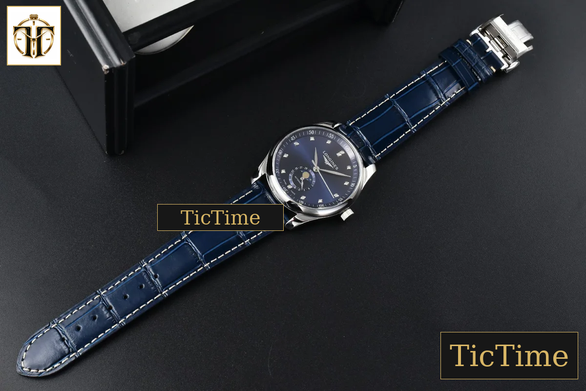 Master Moonphase 40mm GF Blue Dial Diamond Marker Blue Leather Strap A899 — foto 12
