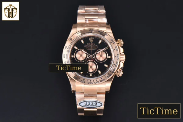 Foto frontal — Daytona 116505 40mm Clean Factory RG Black Dial RG Subdials RG Bracelet 4130