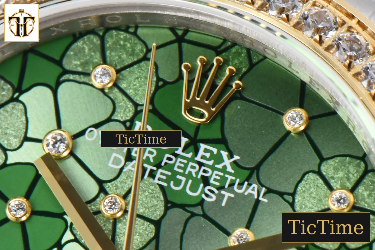 DateJust 904L 31mm GMF YG Diamond Bezel Green Flowers Dial Oyster Bracelet A2824 — foto 5