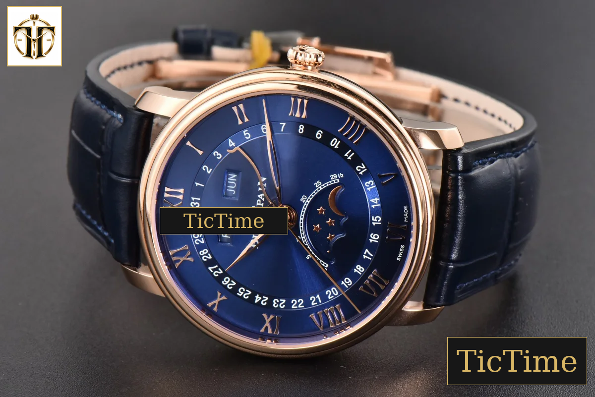 Villeret Complicated Function 6654 40mm OMF RG Blue Dial Black Leather Strap V3 A6654 — foto 12