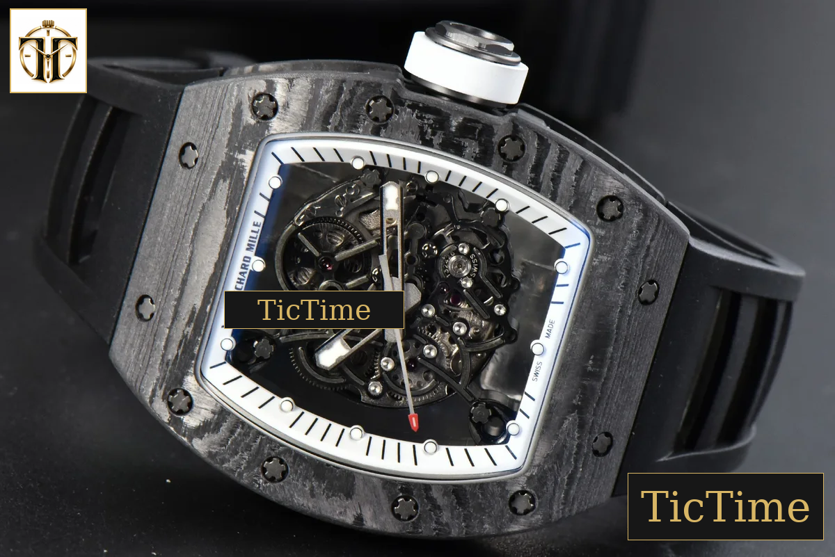 Bubba Watson RM055 42.7mm ZF Black NTPT White Skeleton Dial Black Rubber Strap V6 NH05 — foto 13