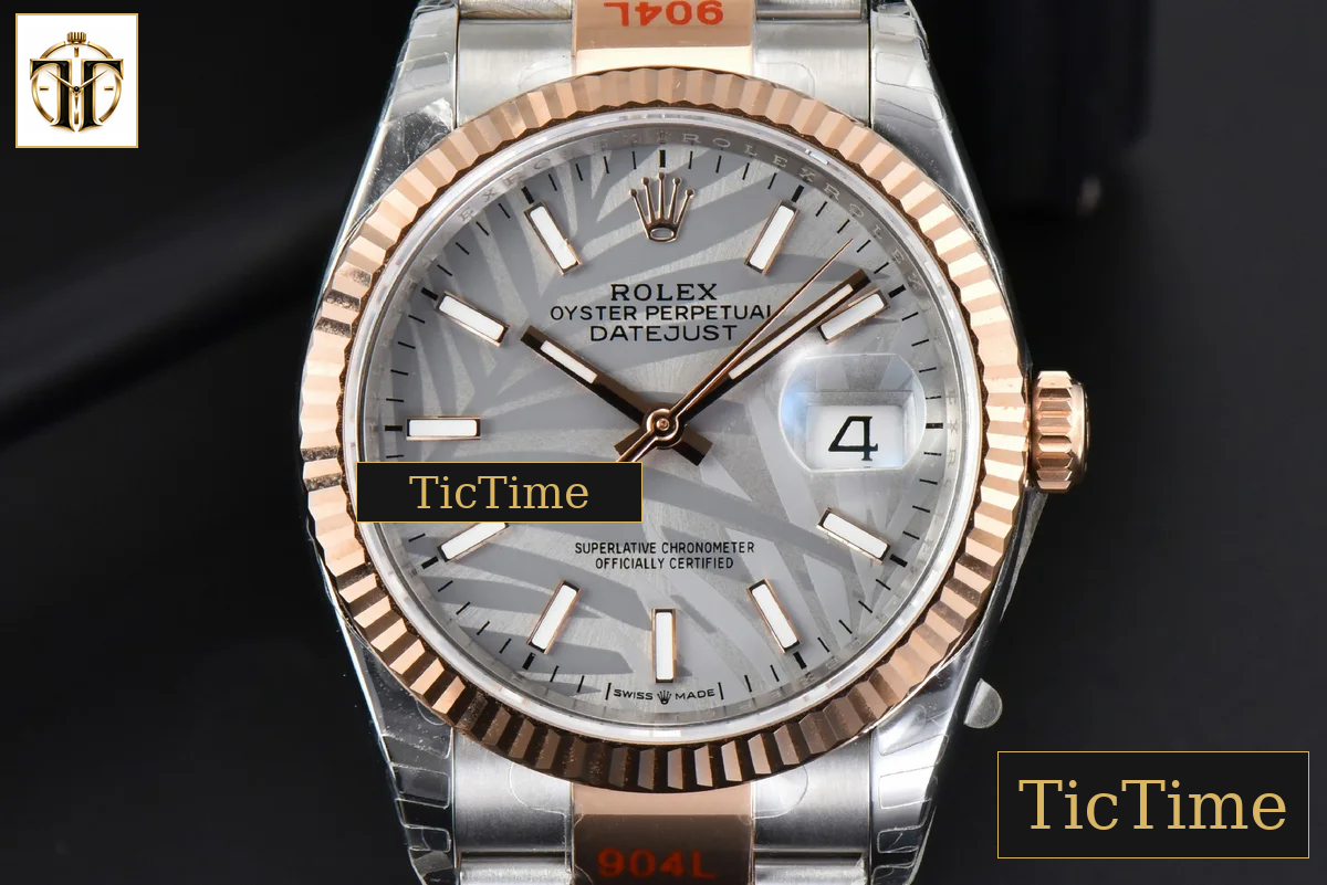DateJust 36mm EWF RG/SS Silver Plam Dial Oyster Bracelet A3235 — foto 2