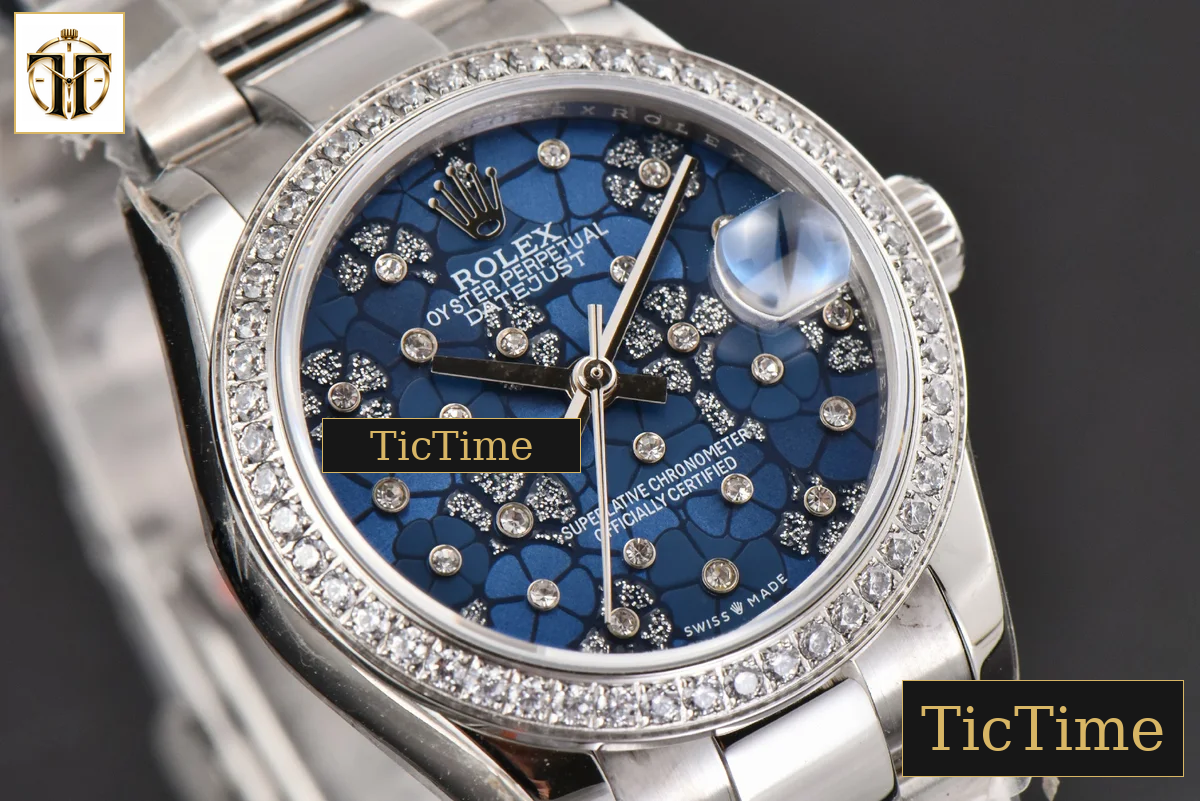 DateJust Ladies 904L 31mm WF Diamond Blue Flowers Dial Diamond Marker Oyster Bracelet A2671 — foto 12