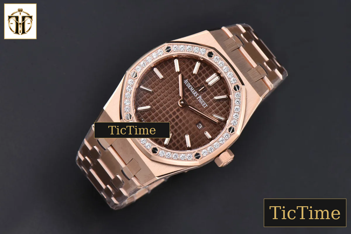 Royal Oak Ladies 67651OR 33mm ZF RG Diamond Chocolate Dial RG Bracelet Quartz — foto 4
