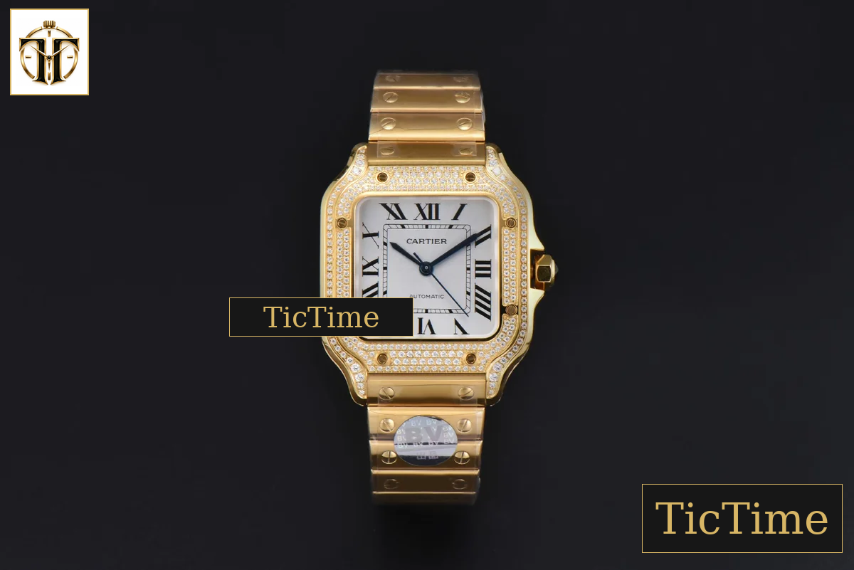 Santos de Cartier Medium 35mm BVF YG Diamond Case White Dial YG Bracelet Miyota 9039 — foto 3