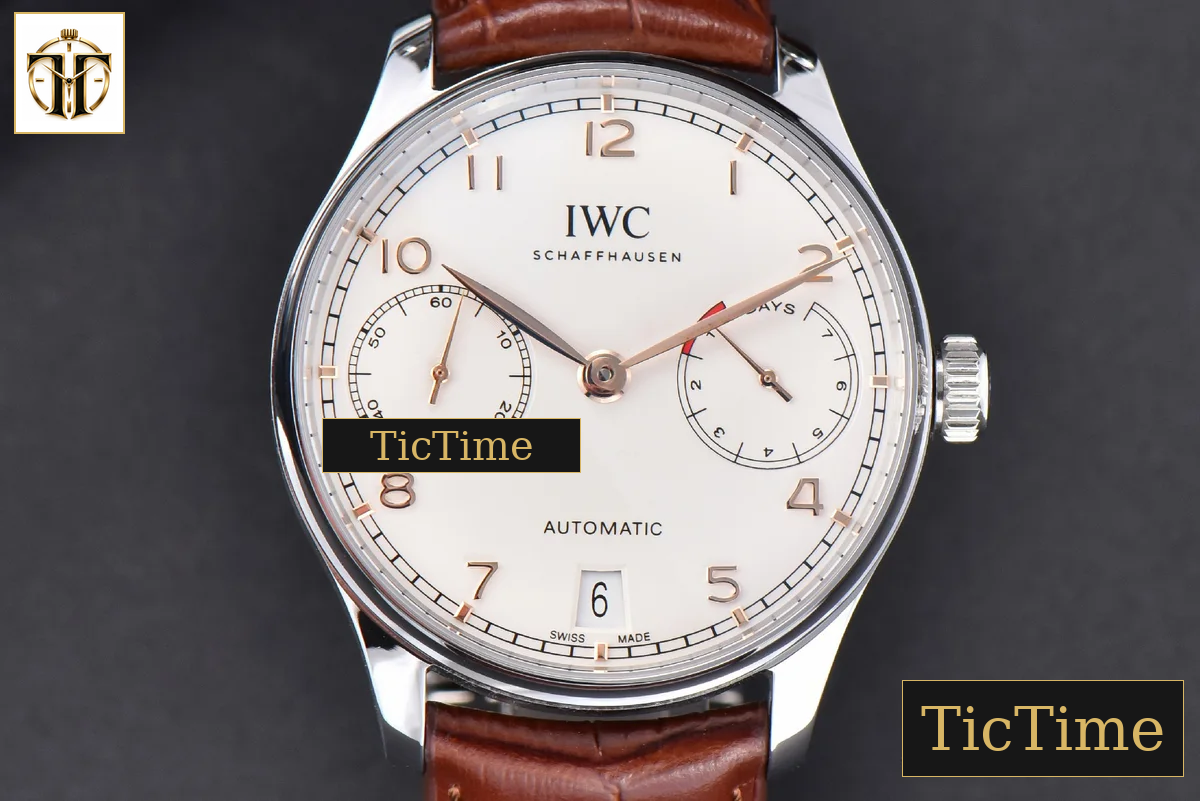Portuguese PR IW500114 42mm ZF White Dial RG Marker Brown Leather Strap A51011 — foto 21