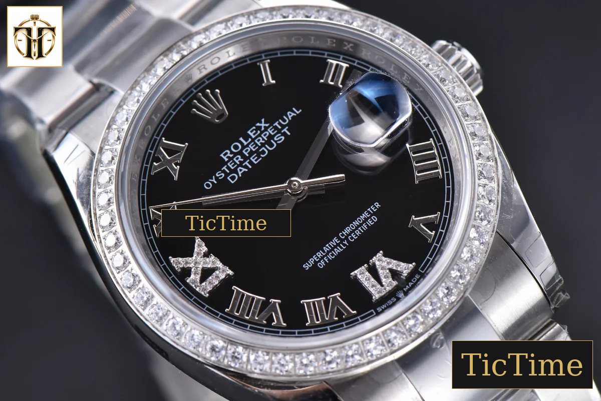 DateJust 36mm EWF SS Black Dial Diamond Roma Marker Diamond Bezel Oyster Bracelet A3235 — foto 11