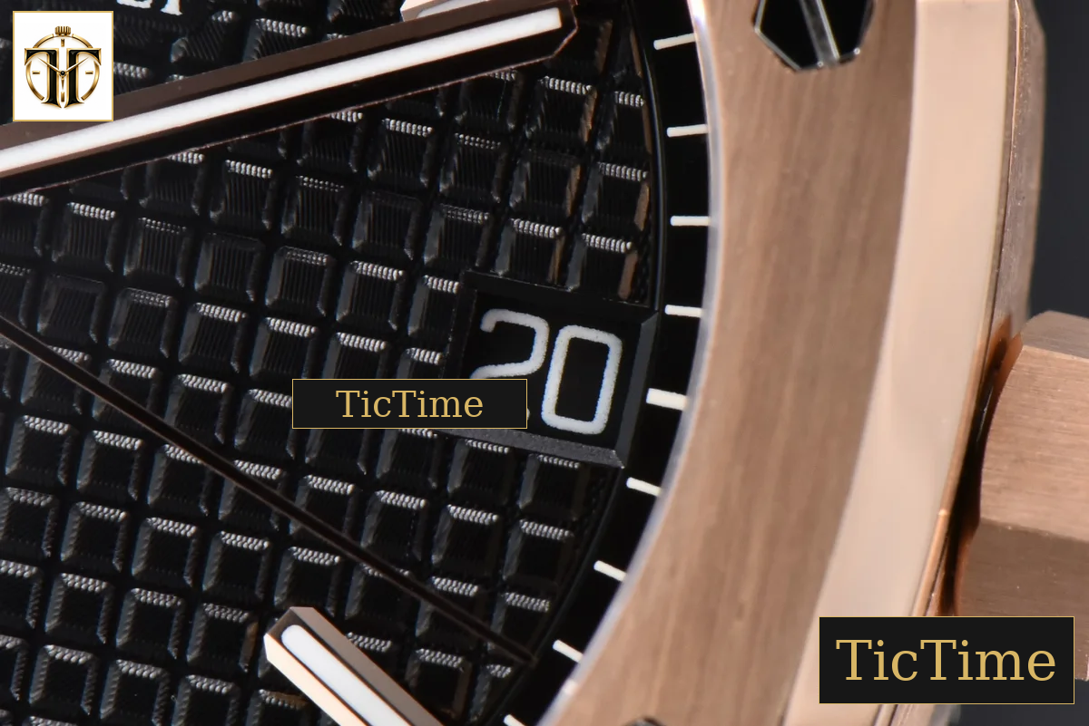 Royal Oak 15500 41mm APSF RG Black Textured Dial Black Leather Strap SA4302 — foto 8
