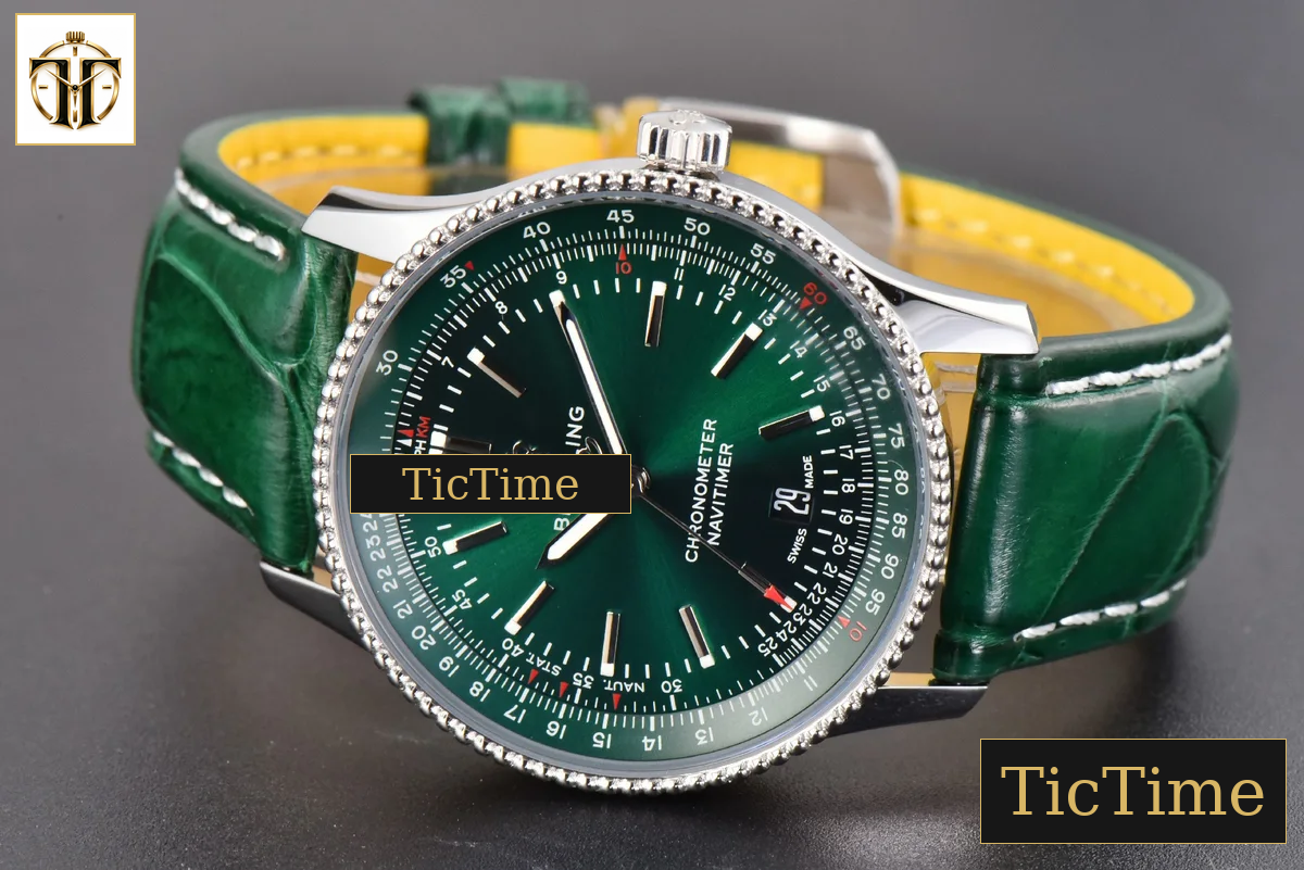 Navitimer 41mm TF Green Dial Green Leather Strap 2824 — foto 13