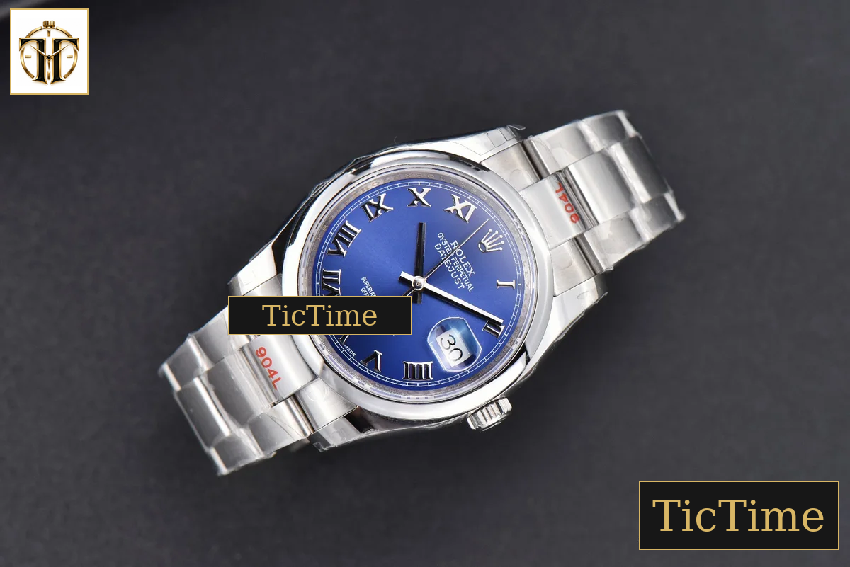 DateJust 36mm GMF SS Smooth Bezel Blue Dial Roma Marker Oyster Bracelet VR3235 — foto 3