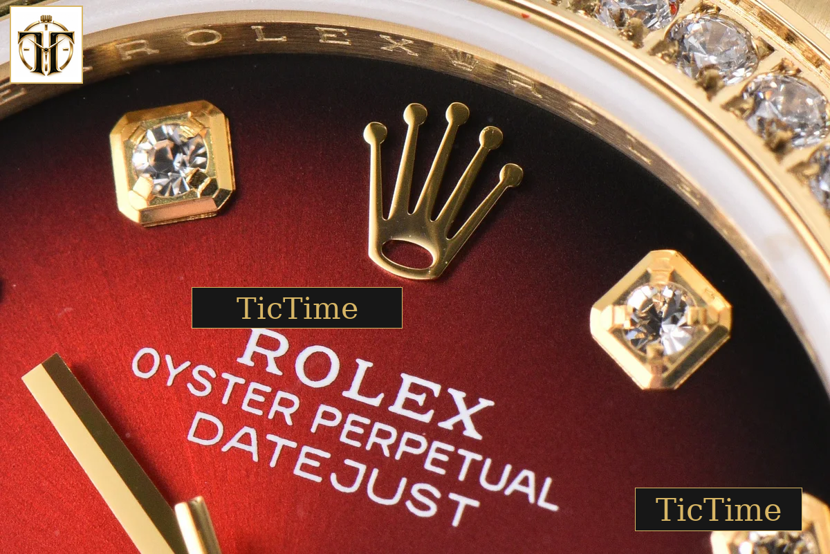 DateJust 31mm GMF YG Diamond Bezel Red Dial Diamond Marker President Bracelet A2824 — foto 6