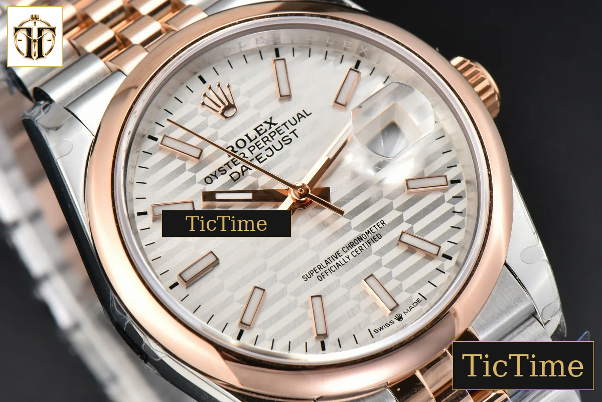 DateJust 36mm BPF RG/SS Smooth Bezel Silver Motif Dial Jubilee Bracelet A2824 — foto 11