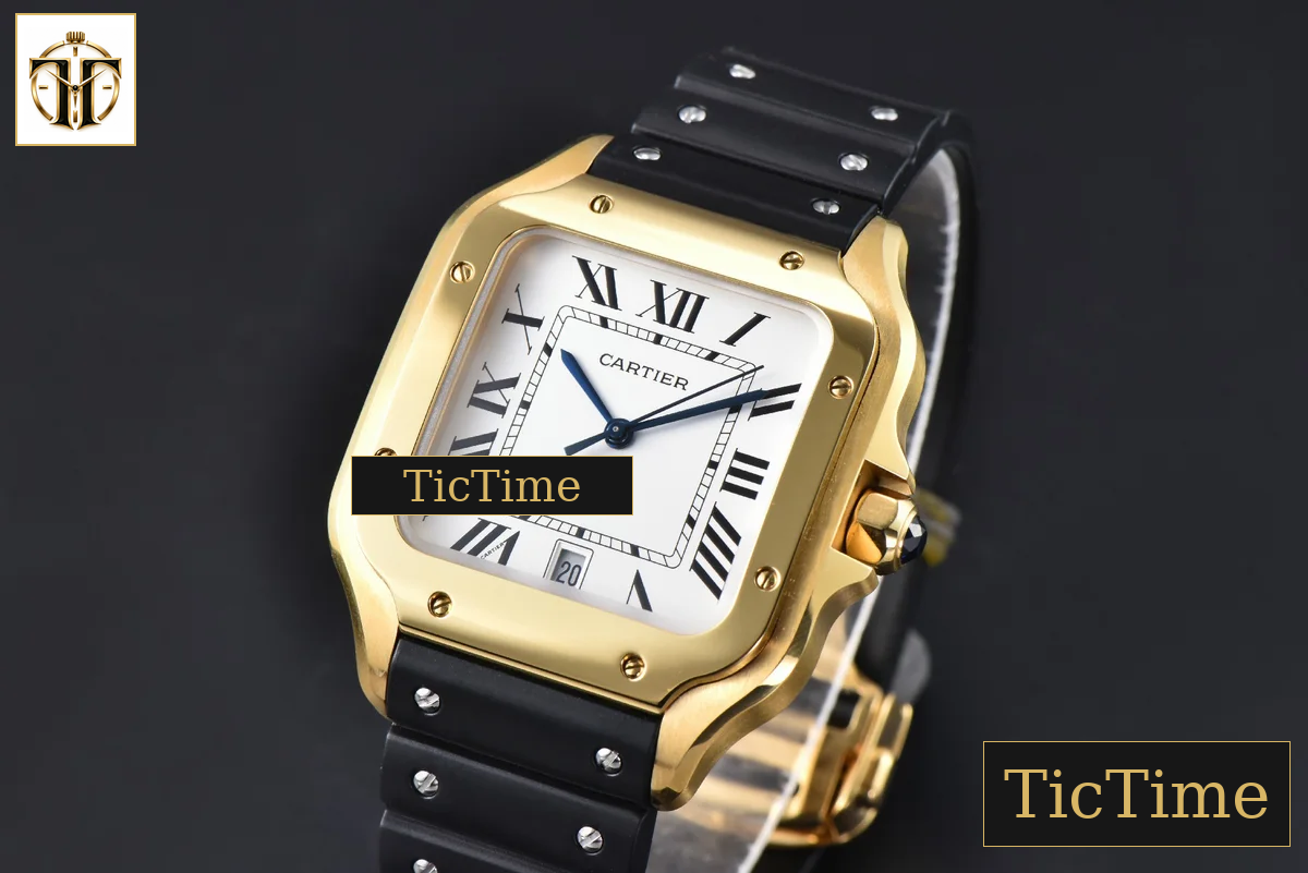 Santos de Cartier XL 40mm AF YG White Dial Black Rubber Strap Miyota 9015 — foto 3