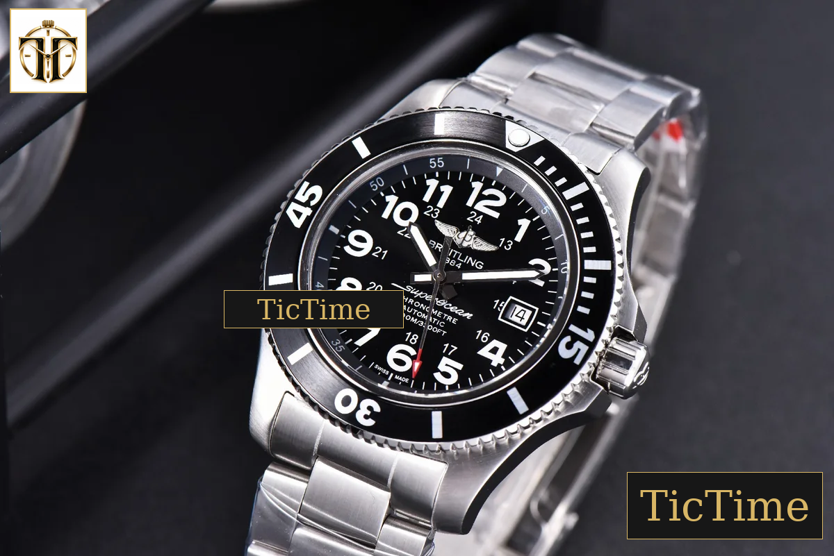 Superocean 44mm TF White Ceramic Black Dial Numerical Marker SS Bracelet A2824 — foto 4