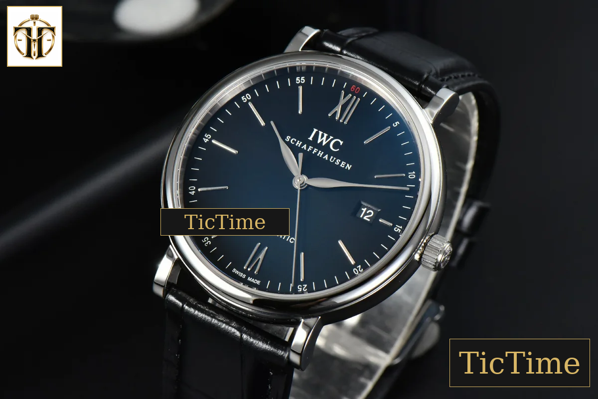 Portofino Automatic 40mm ZF Black Dial Silver Marker Black Croc Strap A9019 — foto 4