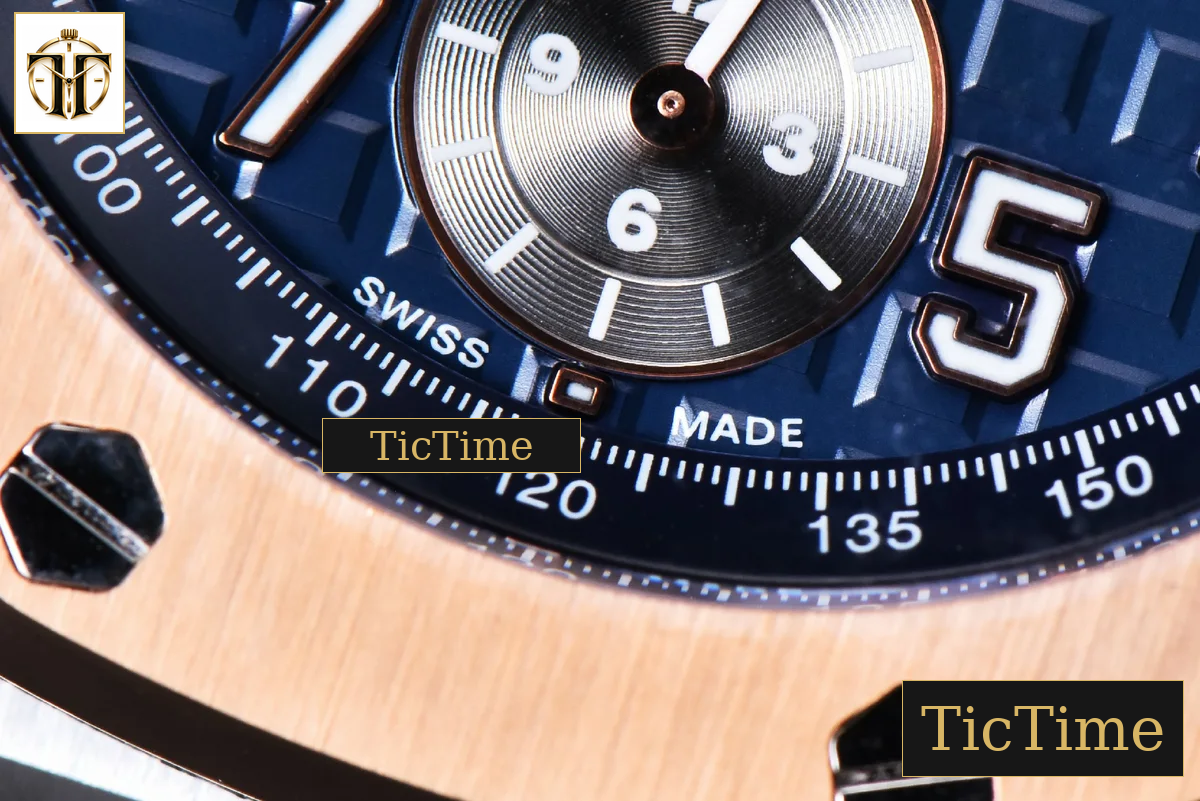 Royal Oak Offshore 26471SR 44mm JF RG Blue Dial Black Leather Strap A3126 — foto 9