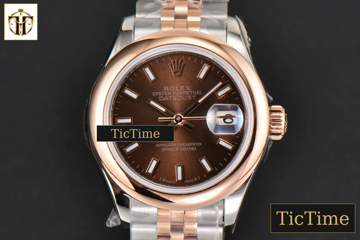 DateJust Ladies 28mm WF RG/SS Smooth Bezel Brown Dial Jubilee Bracelet A2236 — foto 2