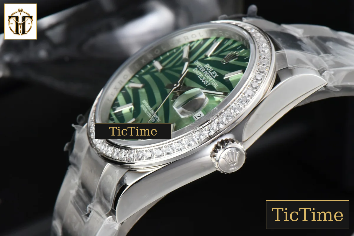 DateJust 36mm BPF Diamond Green Plam Dial Oyster Bracelet A2824 — foto 10