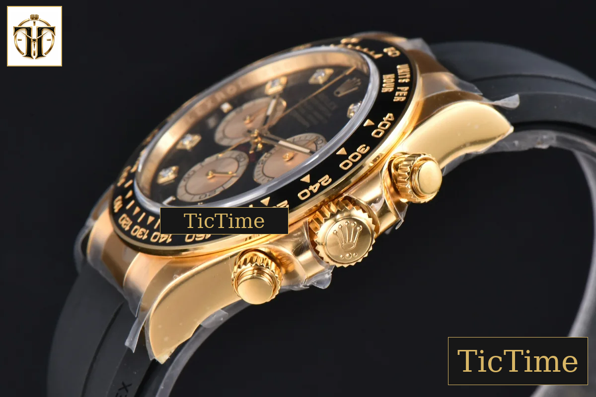Daytona 126518 40mm Clean Factory YG Black Dial YG Subdial Diamond Marker Oysterflex Strap DD4131 — foto 12