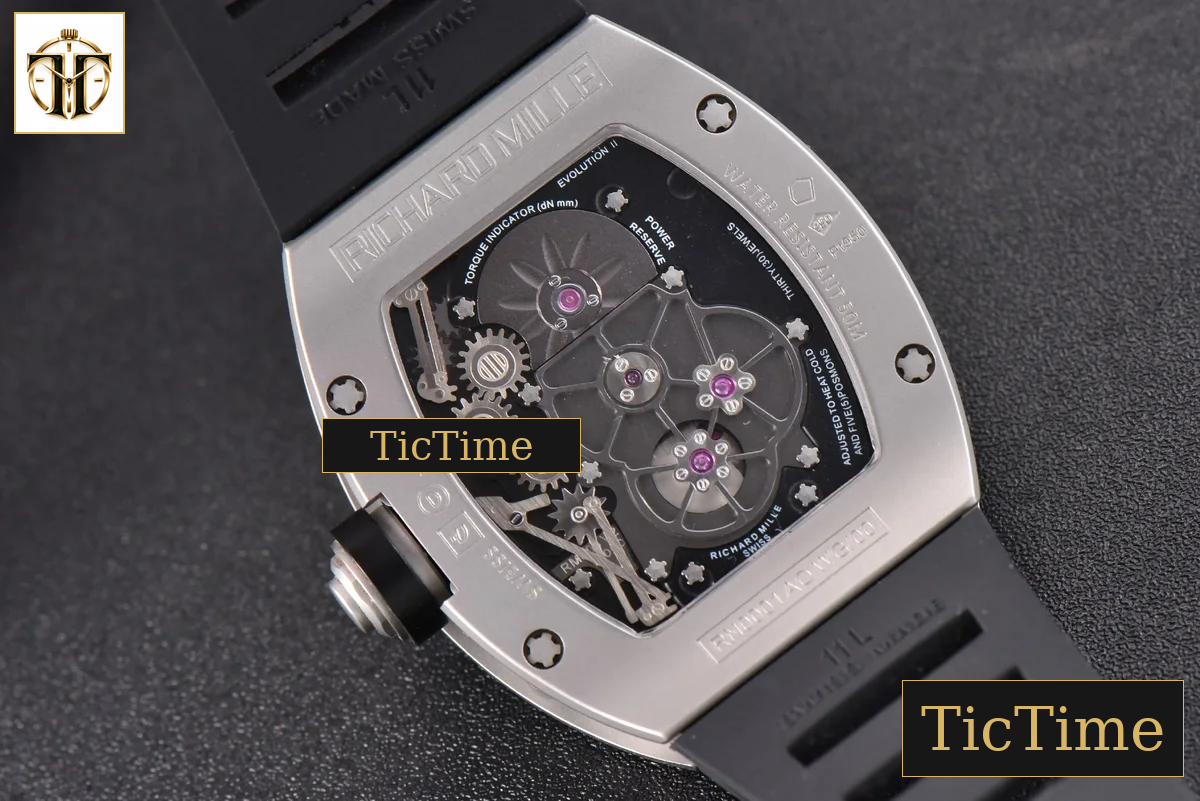 Tourbillon RM001 47mm JBF Titanium Black Skeleton Dial Black Rubber Strap — foto 14