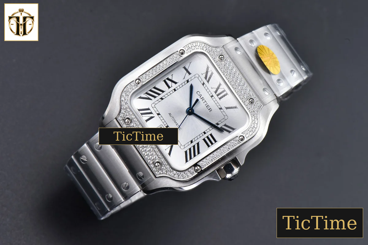 Santos de Cartier XL 40mm AF SS White Dial Diamond Bezel SS Bracelet Miyota 9015 — foto 3